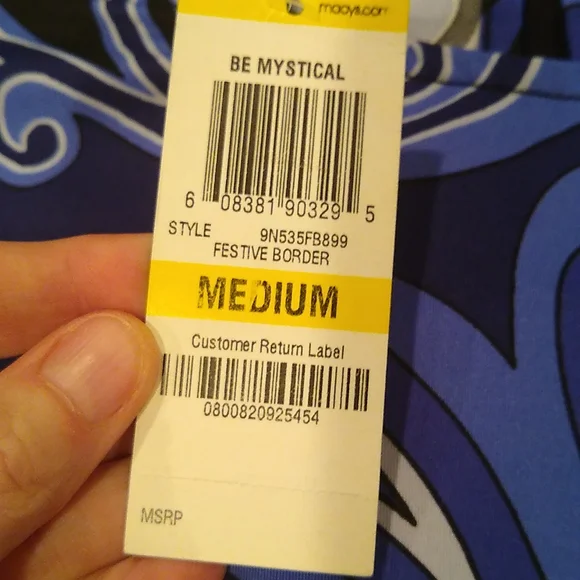 INC blue, black and purple paisley stretch dress, nwt, M - Picture 6 of 9